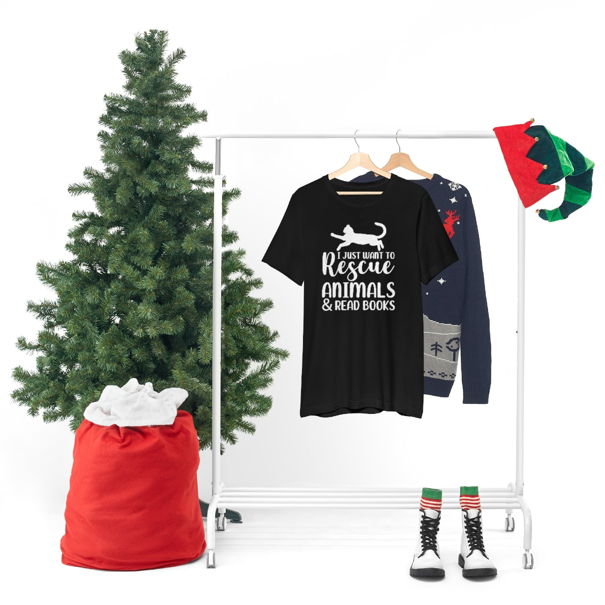 I Just Want to Rescue Animals and Read Books Unisex Jersey Short Sleeve T-Shirt