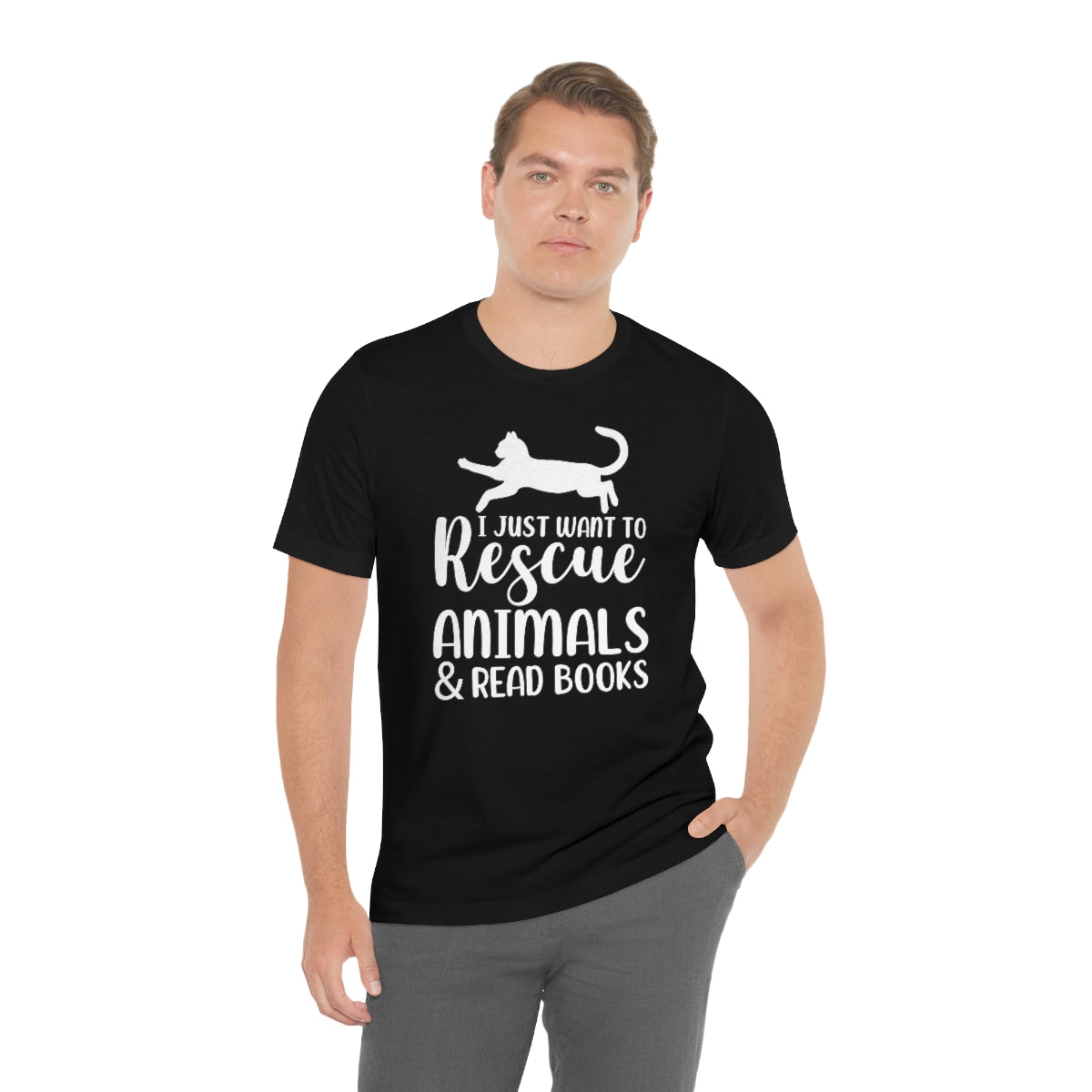 I Just Want to Rescue Animals and Read Books Unisex Jersey Short Sleeve T-Shirt