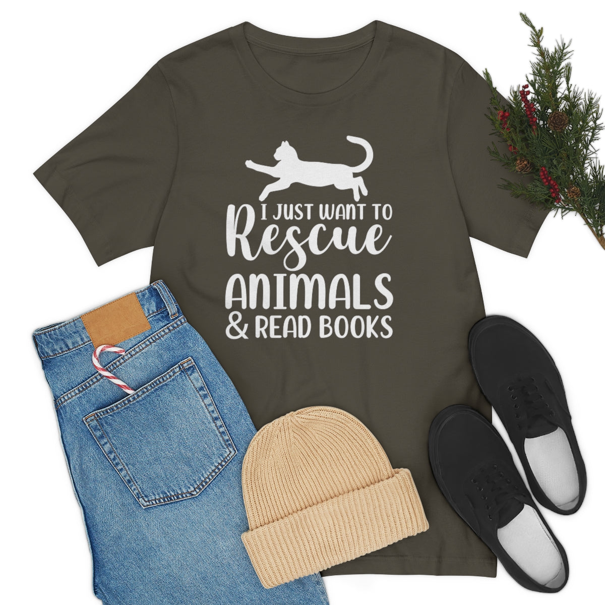 I Just Want to Rescue Animals and Read Books Unisex Jersey Short Sleeve T-Shirt