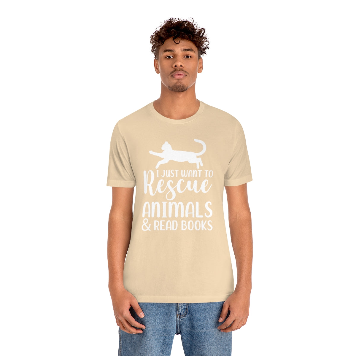 I Just Want to Rescue Animals and Read Books Unisex Jersey Short Sleeve T-Shirt