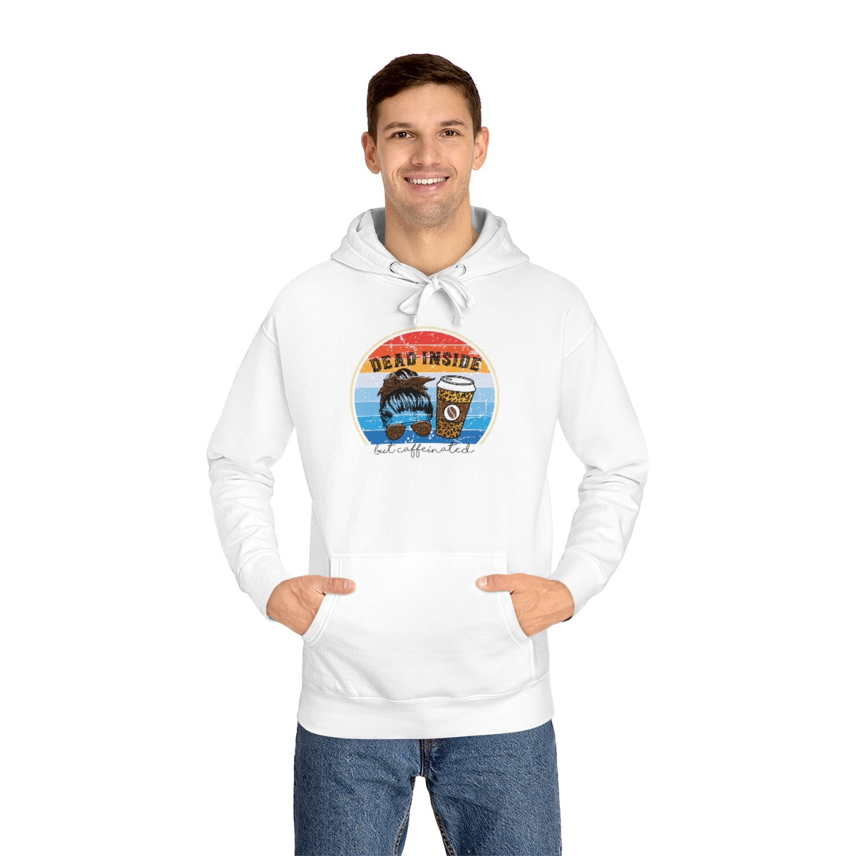 Dead Inside but Caffeinated Funny Premium Unisex Fleece Hoodie