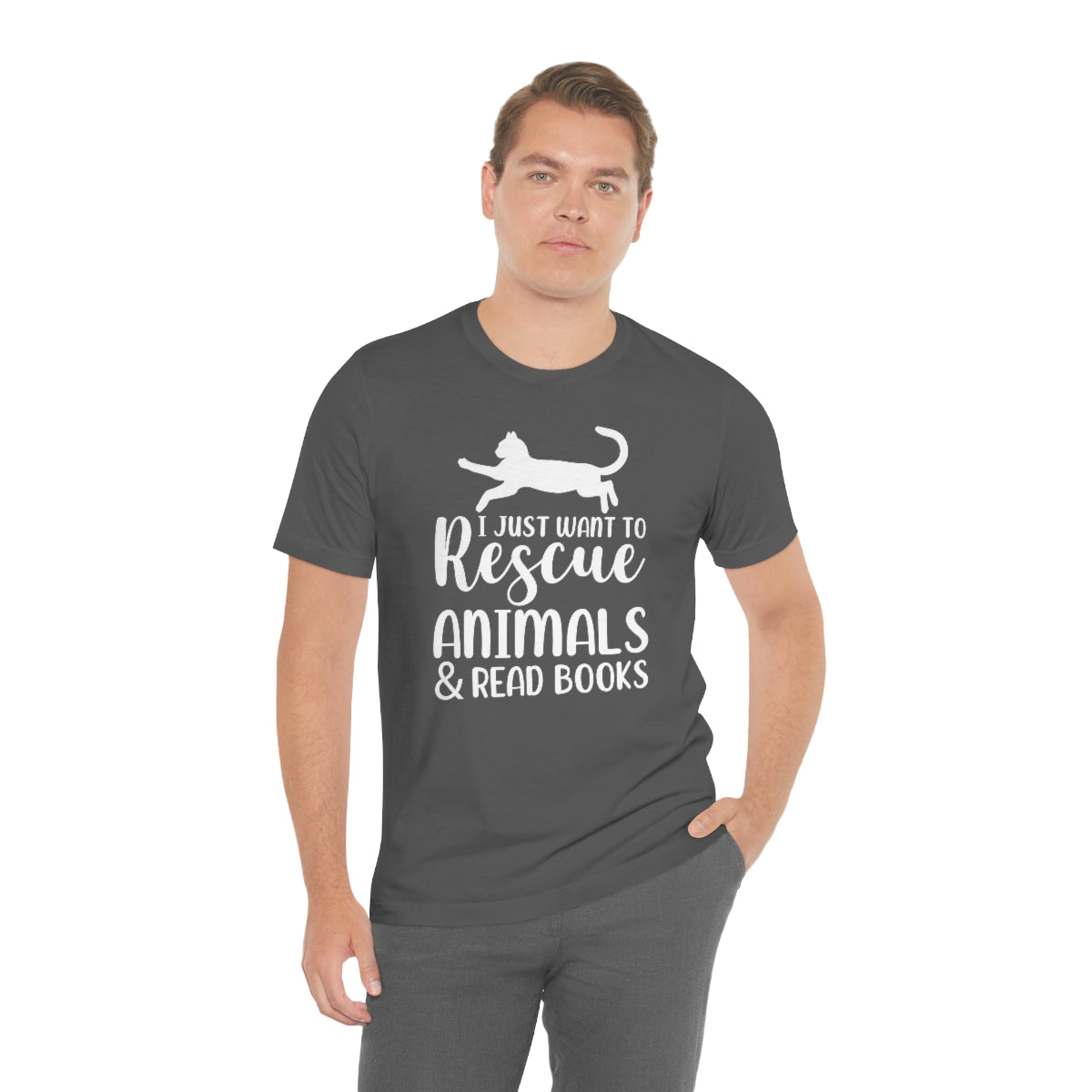 I Just Want to Rescue Animals and Read Books Unisex Jersey Short Sleeve T-Shirt