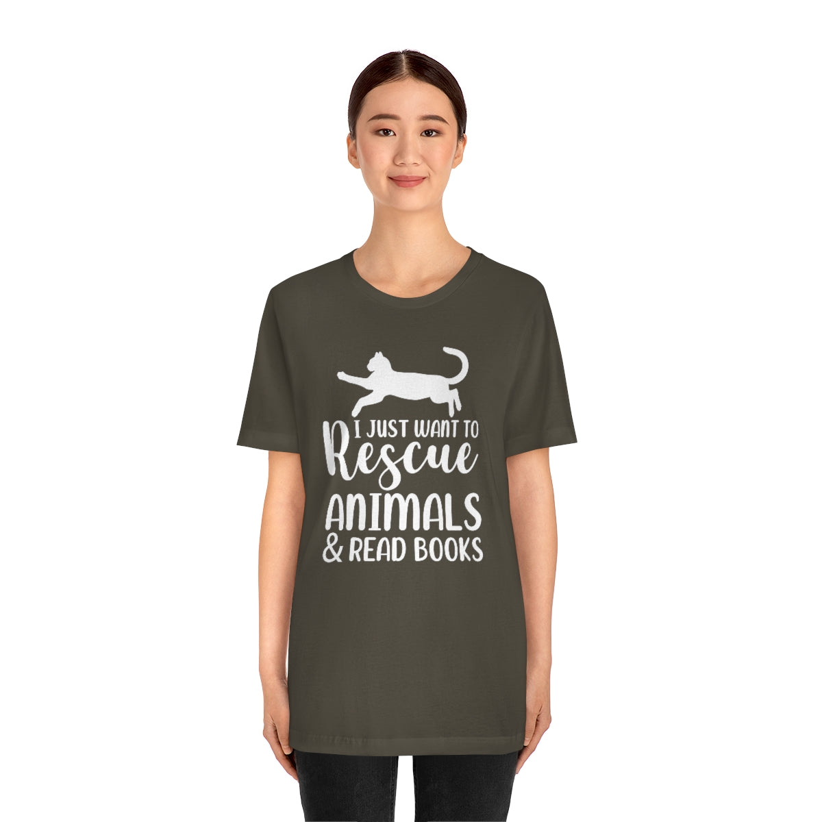 I Just Want to Rescue Animals and Read Books Unisex Jersey Short Sleeve T-Shirt