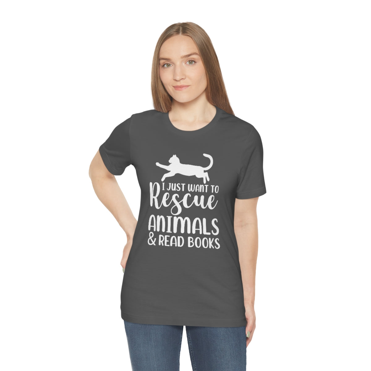 I Just Want to Rescue Animals and Read Books Unisex Jersey Short Sleeve T-Shirt