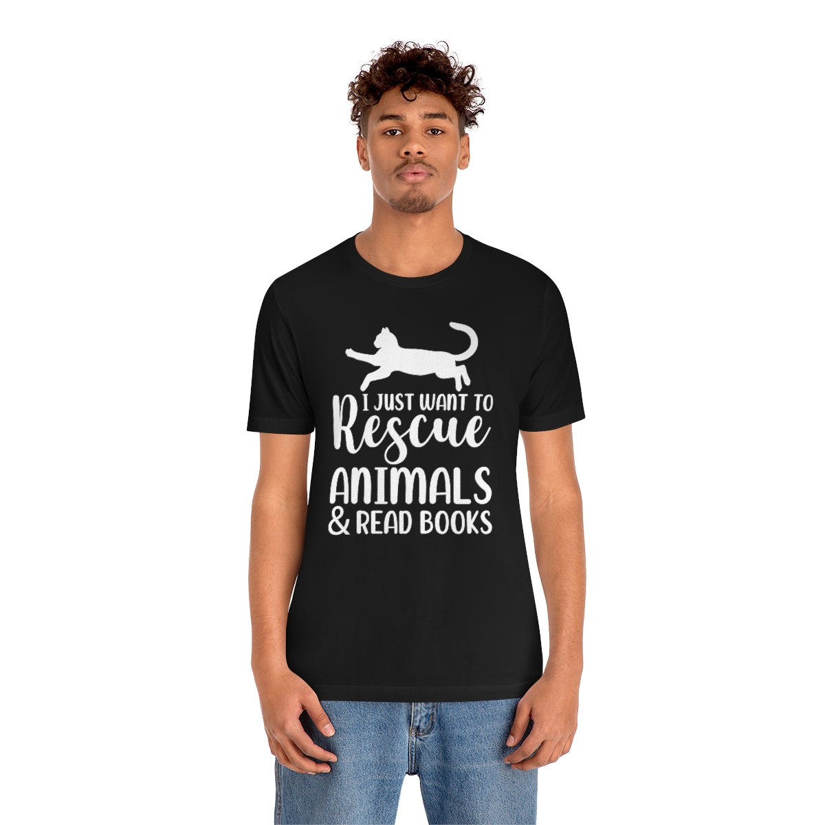 I Just Want to Rescue Animals and Read Books Unisex Jersey Short Sleeve T-Shirt
