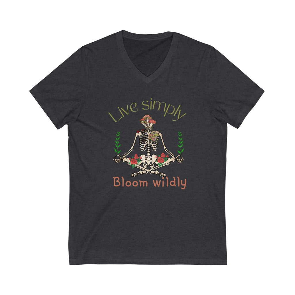 Live Simply Bloom Wildly Nature Lovers Skeleton Unisex Jersey Short Sl RedHeaded StepChild Fund Ragers