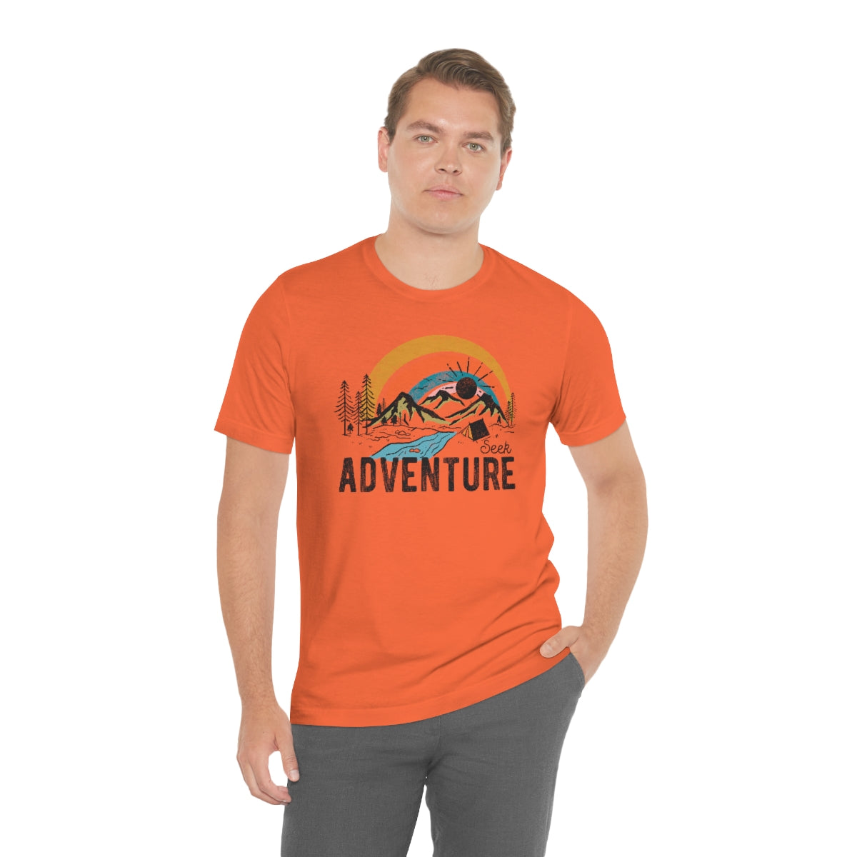 Seek Adventure Hiking Camping Lovers Unisex Jersey Short Sleeve T-Shirt