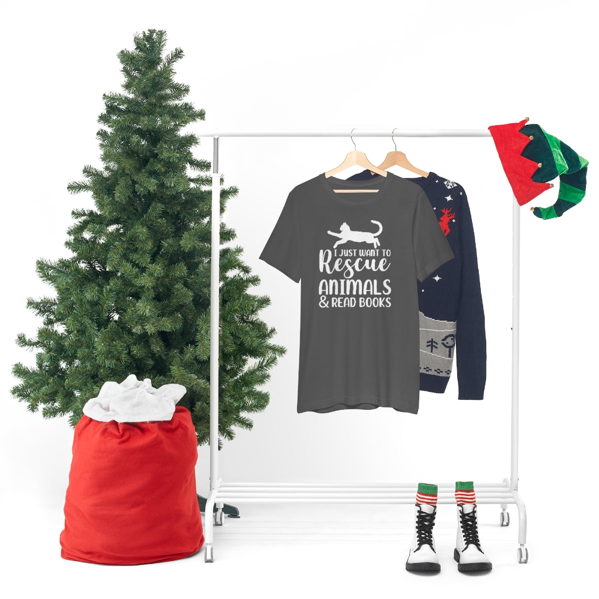I Just Want to Rescue Animals and Read Books Unisex Jersey Short Sleeve T-Shirt