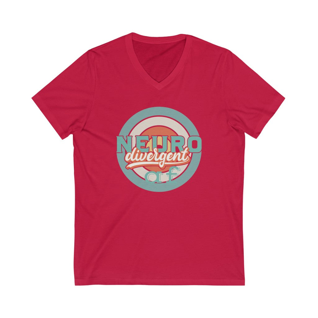 Neurodivergent AF Retro Vintage Style Spiral Unisex Jersey Short Sleeve V-Neck T-Shirt