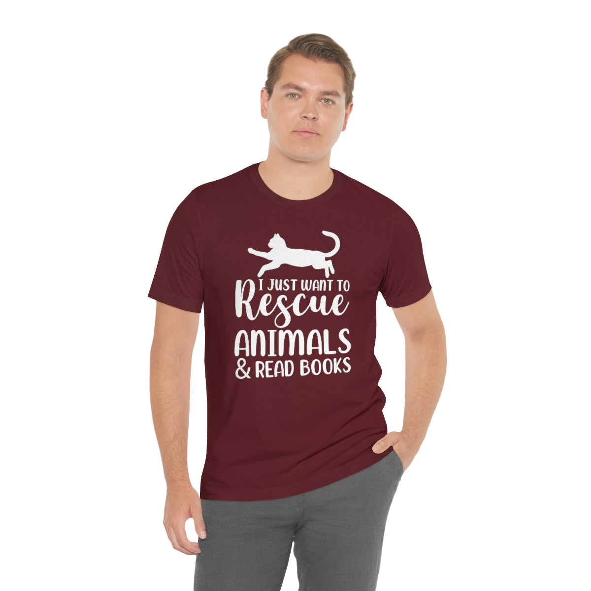 I Just Want to Rescue Animals and Read Books Unisex Jersey Short Sleeve T-Shirt