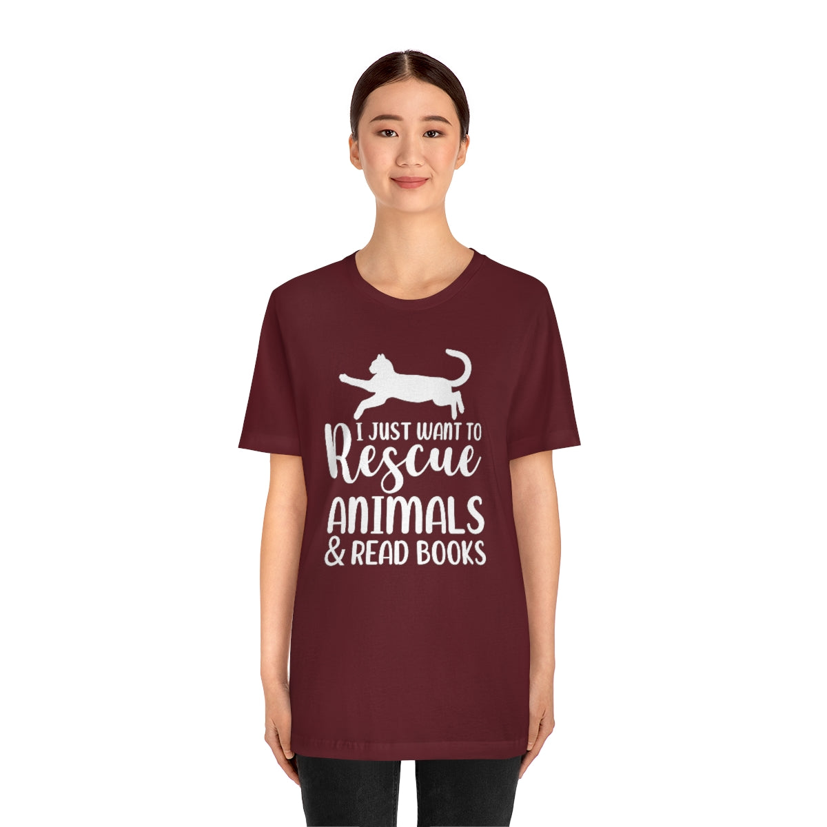 I Just Want to Rescue Animals and Read Books Unisex Jersey Short Sleeve T-Shirt