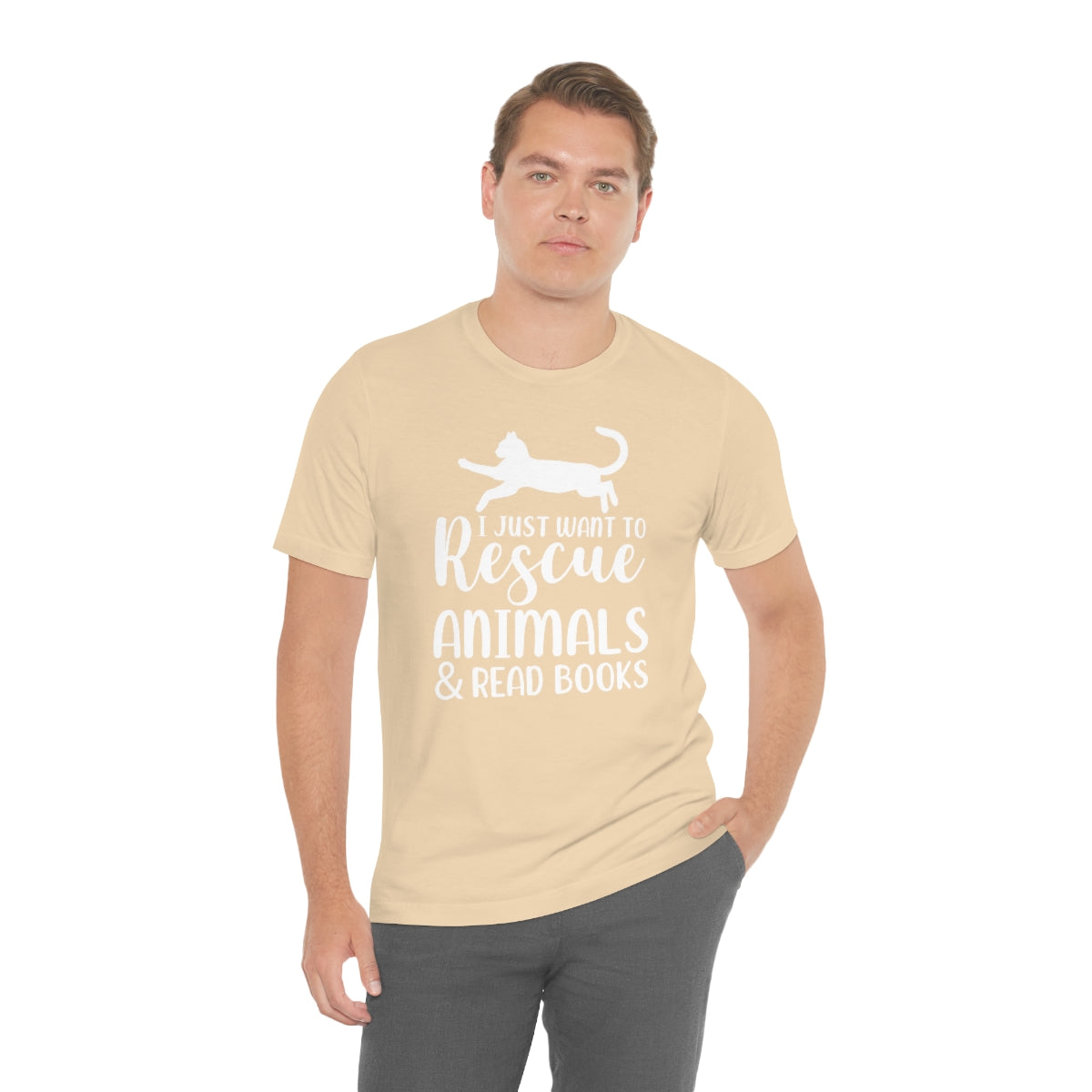 I Just Want to Rescue Animals and Read Books Unisex Jersey Short Sleeve T-Shirt