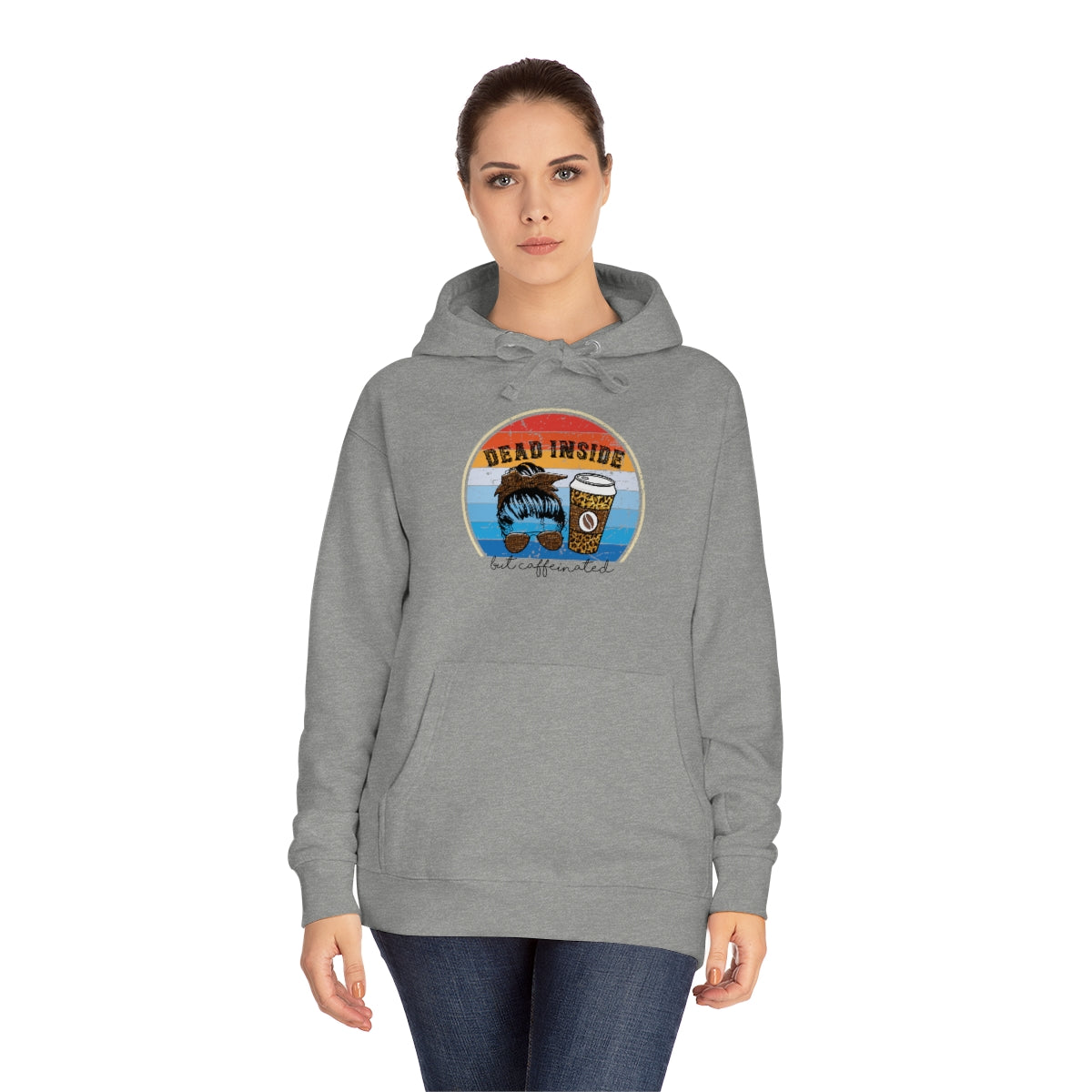 Dead Inside but Caffeinated Funny Premium Unisex Fleece Hoodie