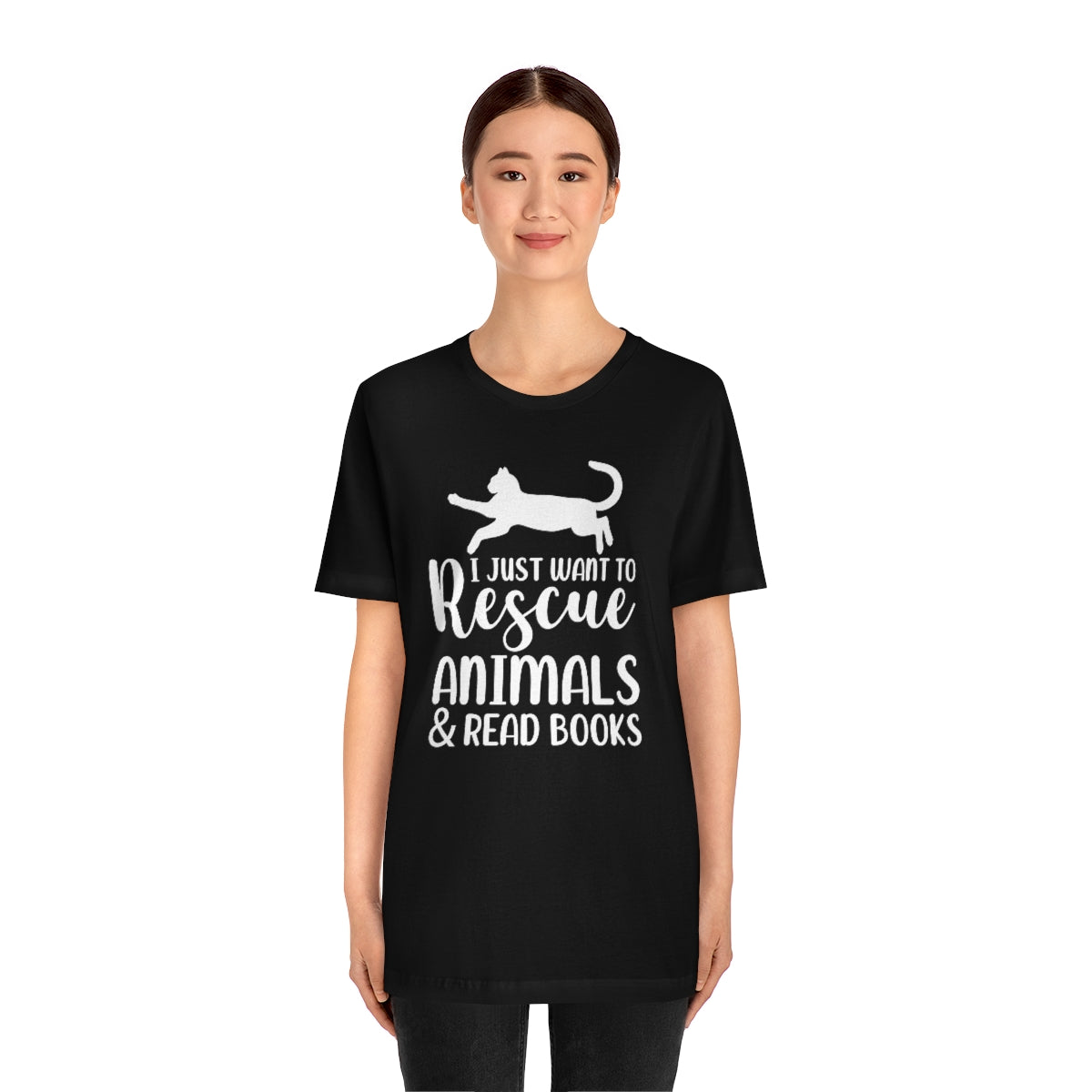 I Just Want to Rescue Animals and Read Books Unisex Jersey Short Sleeve T-Shirt