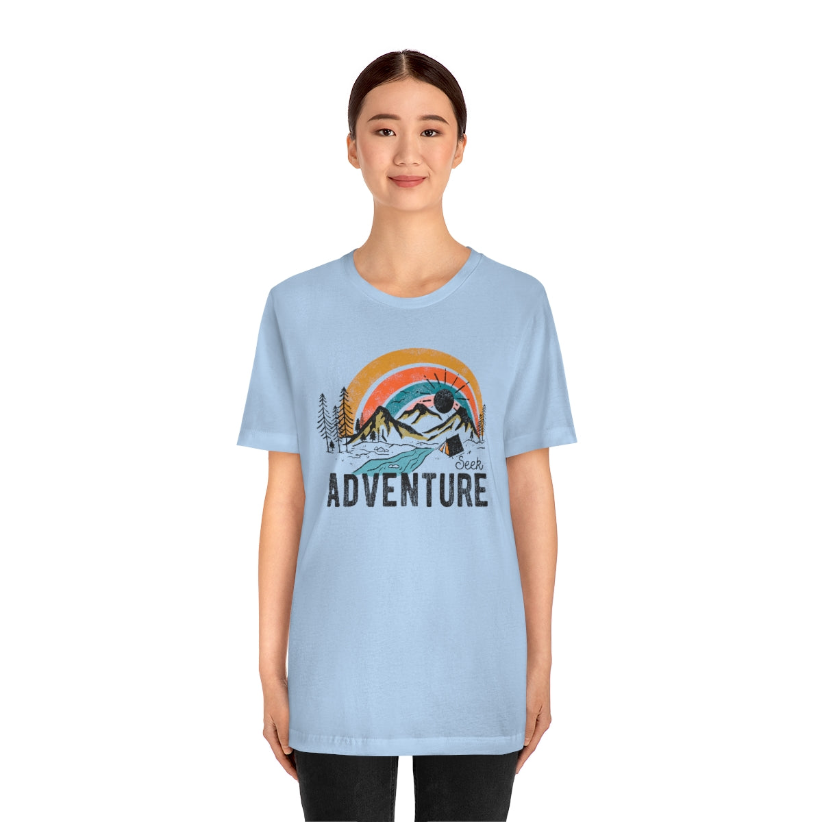 Seek Adventure Hiking Camping Lovers Unisex Jersey Short Sleeve T-Shirt