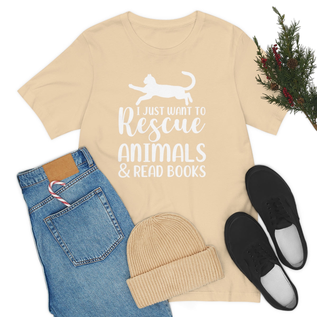 I Just Want to Rescue Animals and Read Books Unisex Jersey Short Sleeve T-Shirt