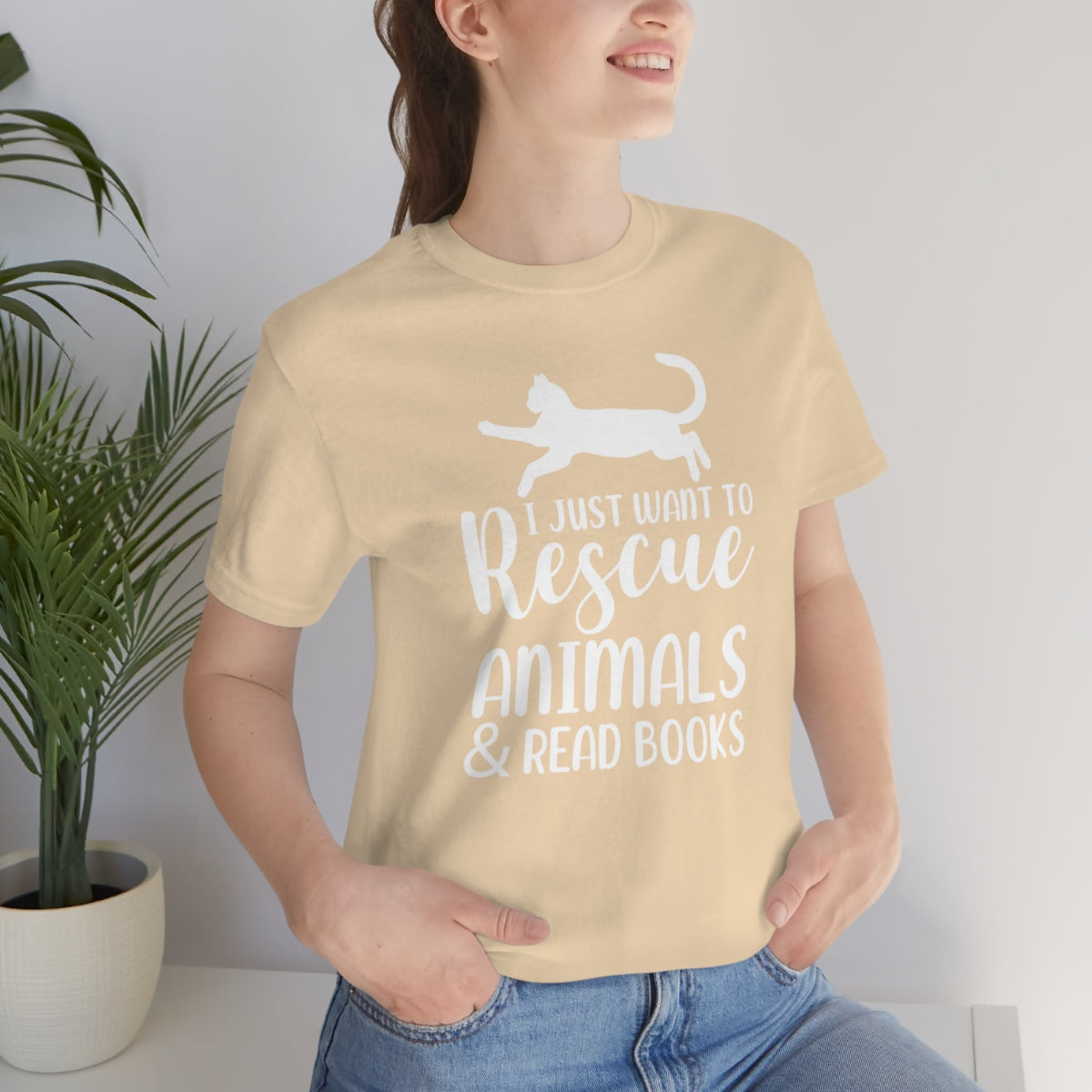 I Just Want to Rescue Animals and Read Books Unisex Jersey Short Sleeve T-Shirt