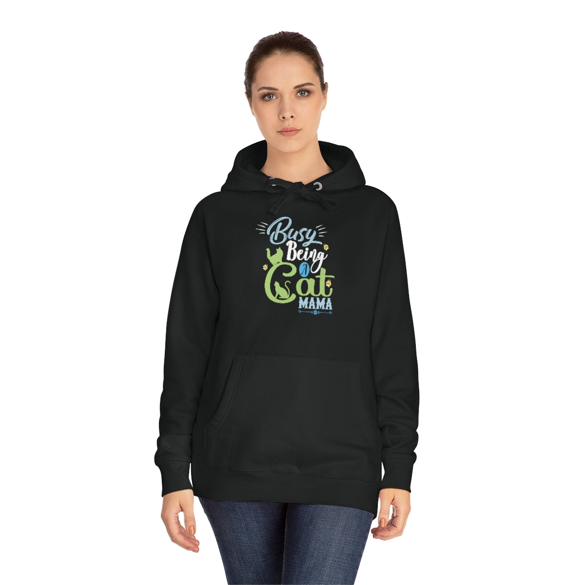 Busy Being a Cat Mama Cat Lovers Premium Unisex Fleece Hoodie