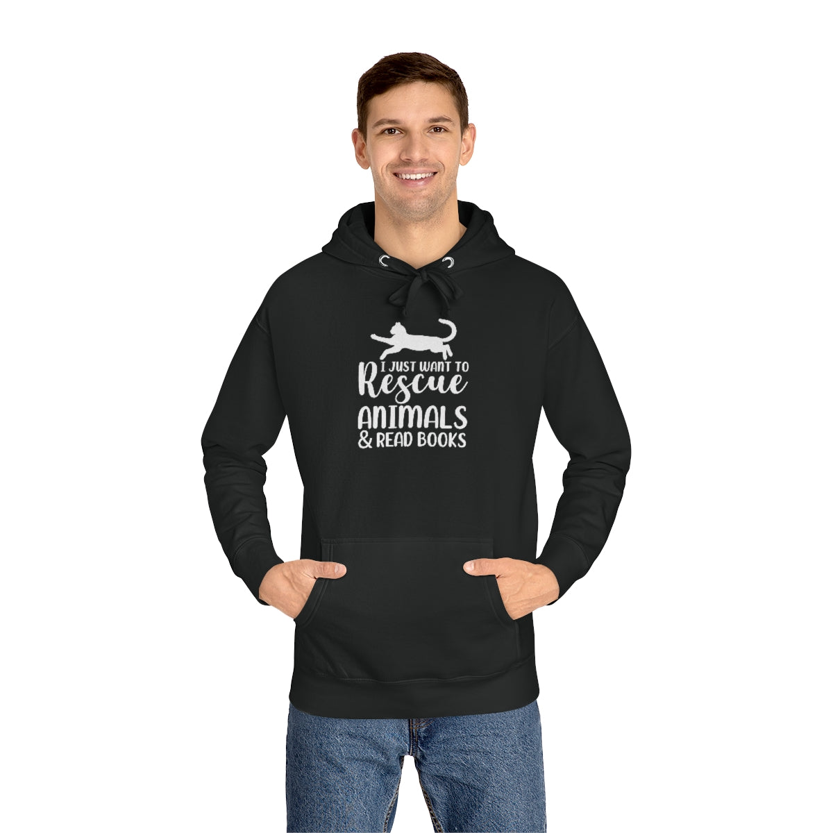 I Just Want to Rescue Animals and Read Books Unisex Premium Fleece Hoodie