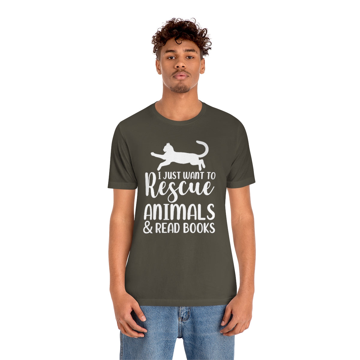 I Just Want to Rescue Animals and Read Books Unisex Jersey Short Sleeve T-Shirt