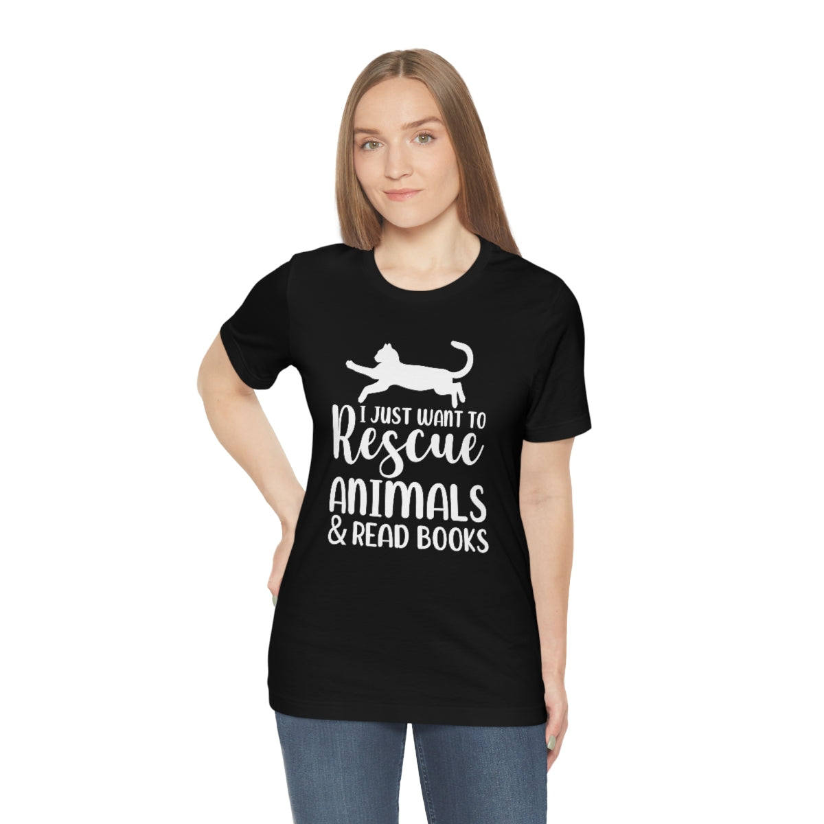 I Just Want to Rescue Animals and Read Books Unisex Jersey Short Sleeve T-Shirt