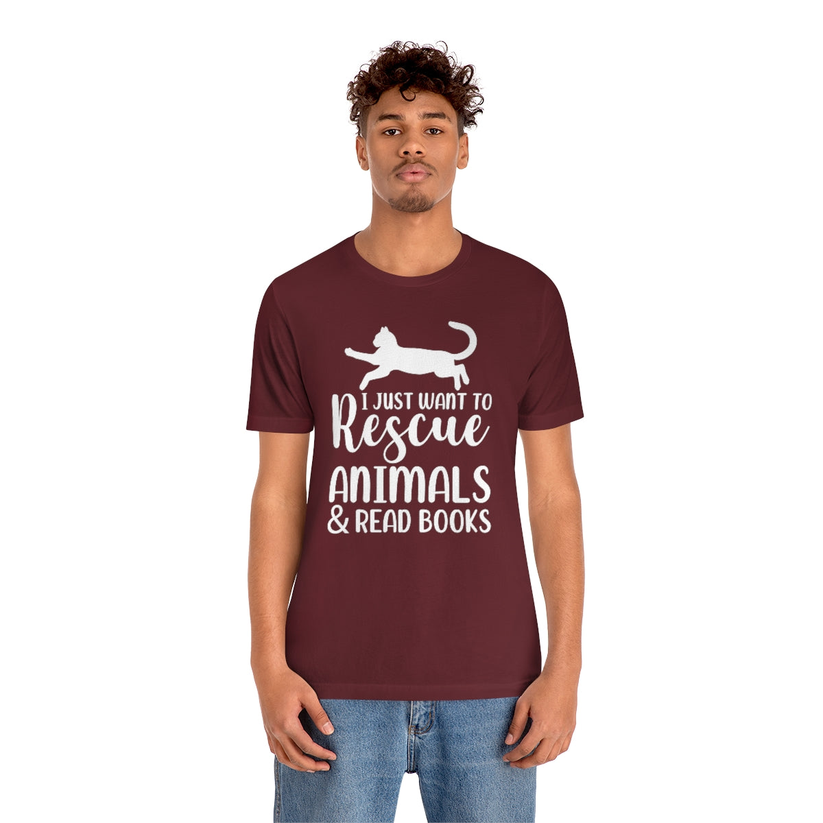 I Just Want to Rescue Animals and Read Books Unisex Jersey Short Sleeve T-Shirt