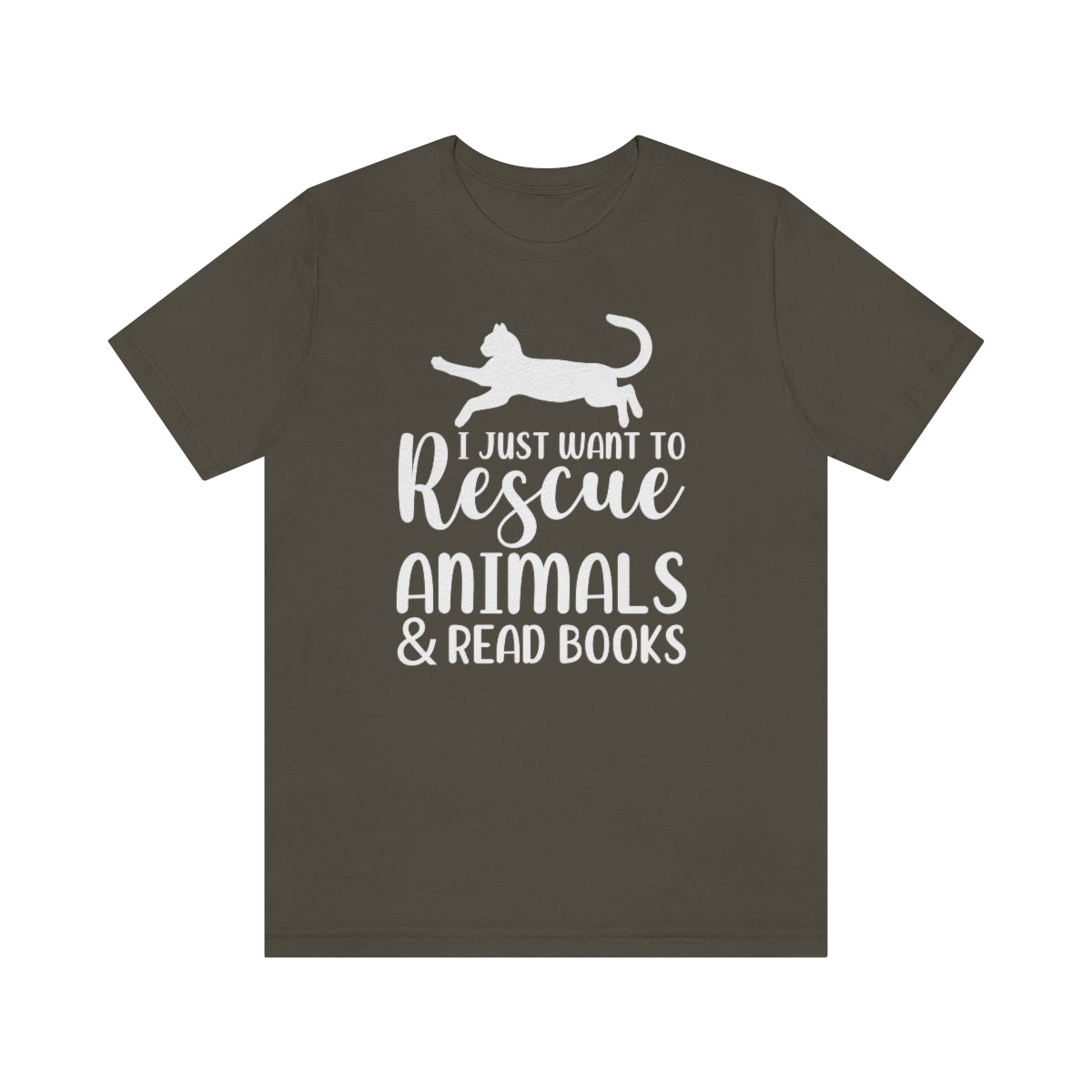 I Just Want to Rescue Animals and Read Books Unisex Jersey Short Sleeve T-Shirt
