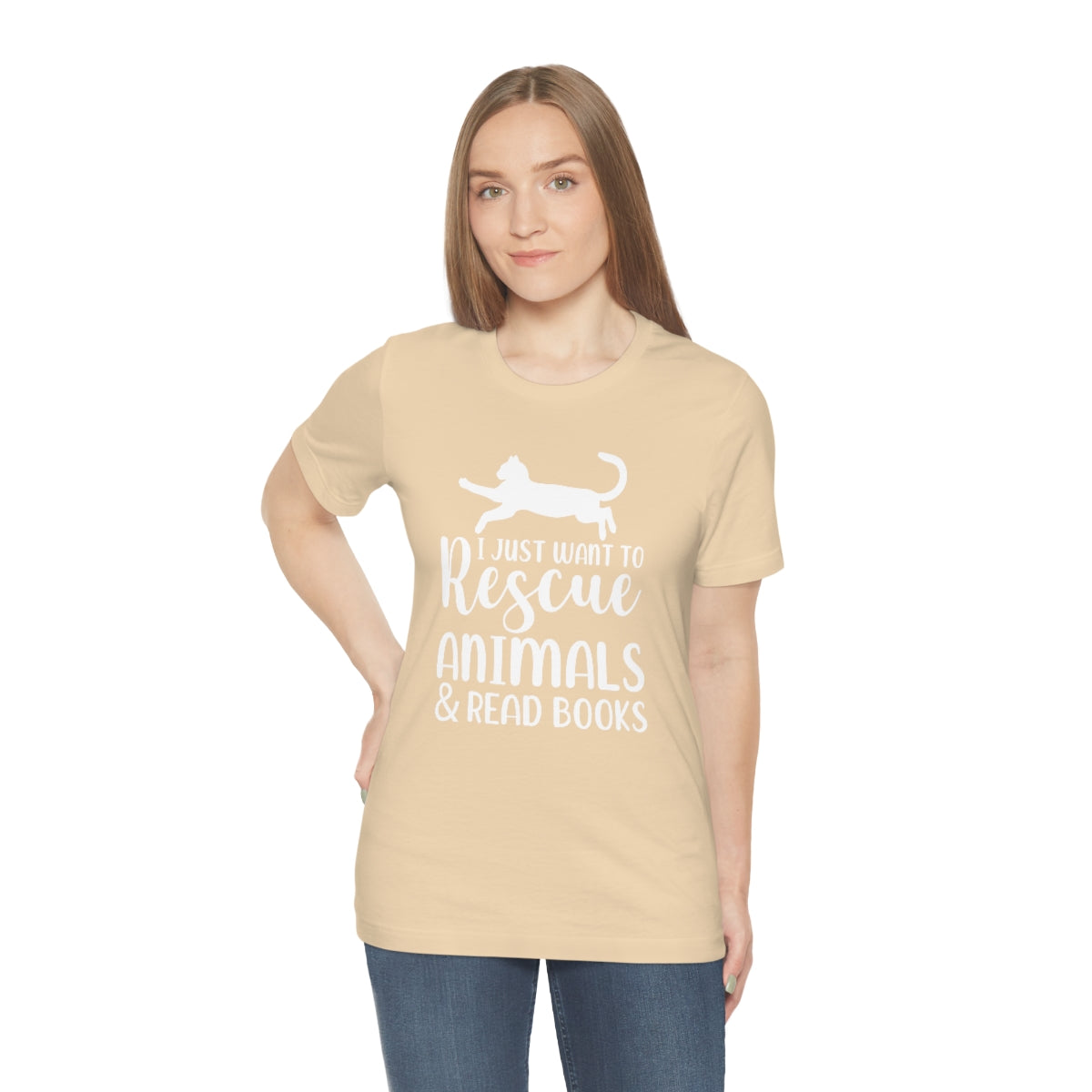 I Just Want to Rescue Animals and Read Books Unisex Jersey Short Sleeve T-Shirt