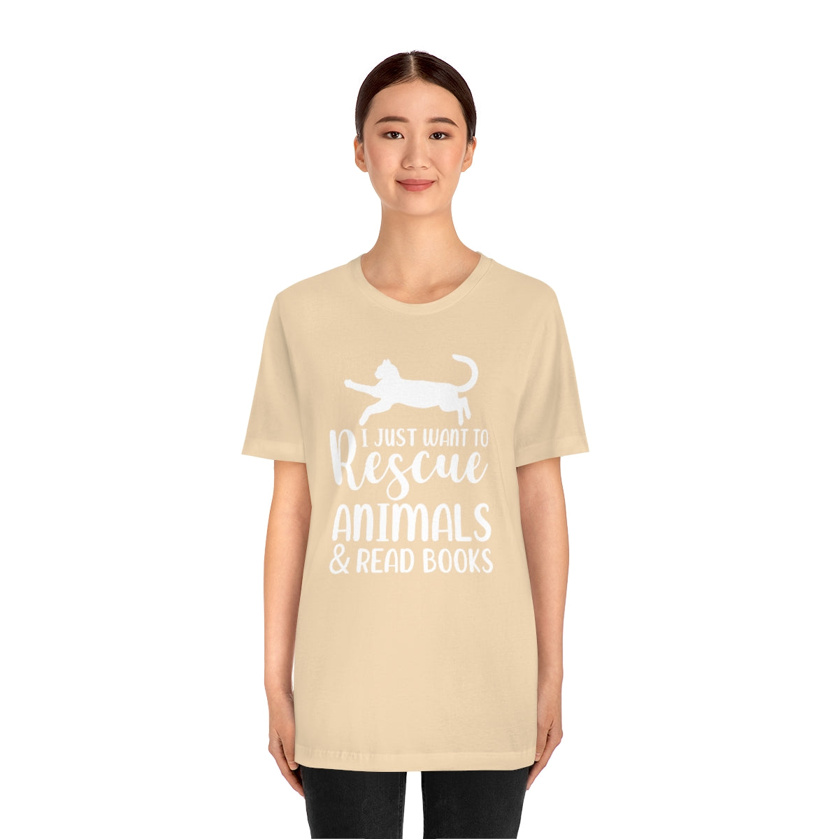 I Just Want to Rescue Animals and Read Books Unisex Jersey Short Sleeve T-Shirt
