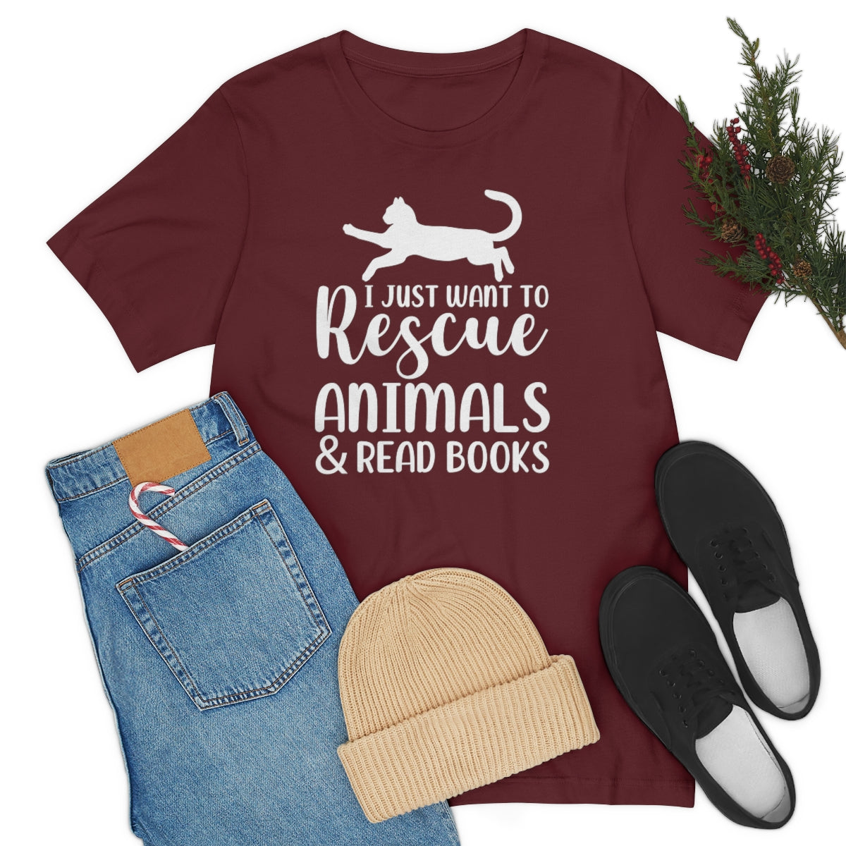 I Just Want to Rescue Animals and Read Books Unisex Jersey Short Sleeve T-Shirt