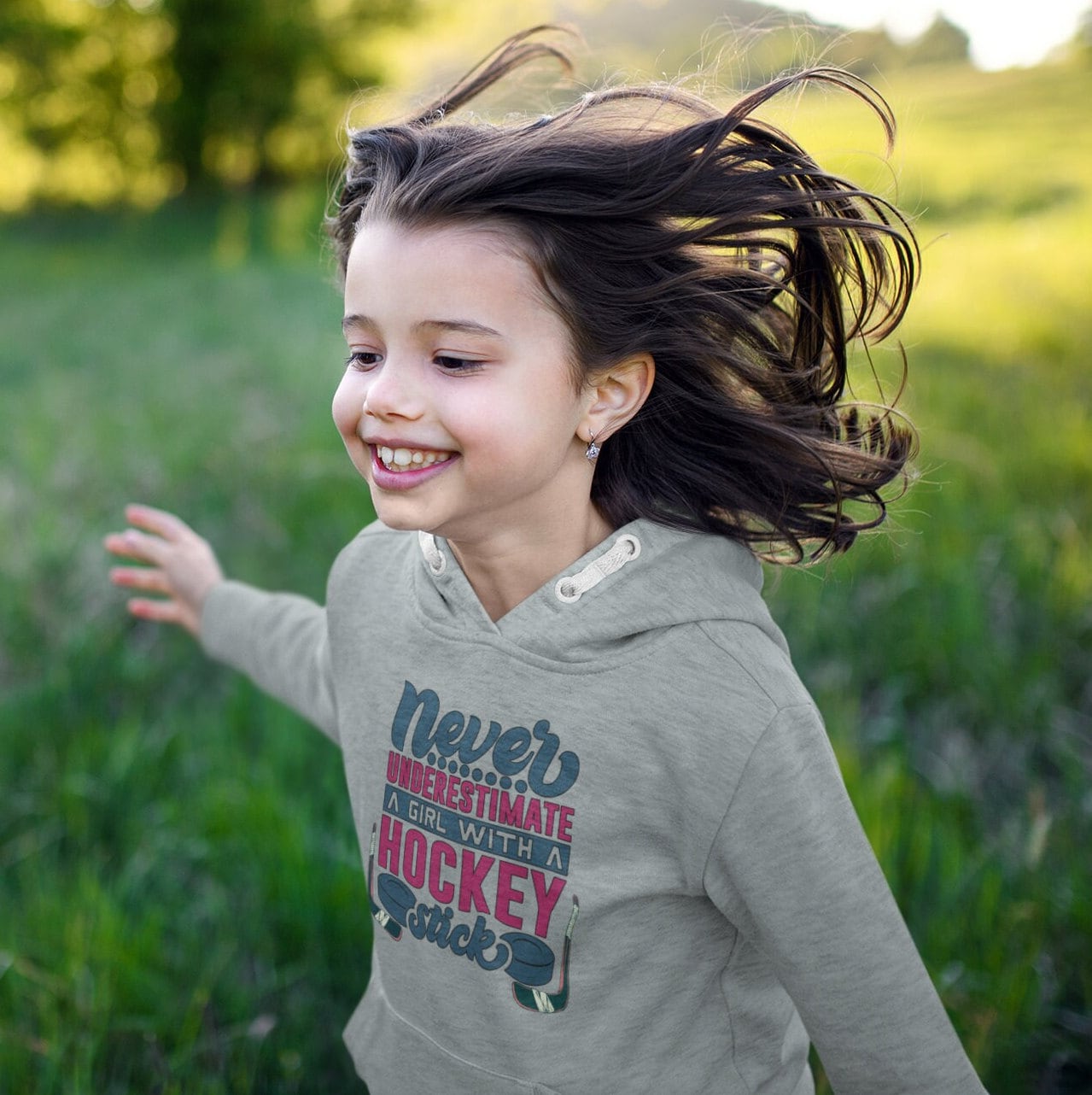 Girls Hockey Sweatshirt, Hockey Girl Youth Hoodie, Girls Hockey Player Gift, Hockey Hoodie, Never Underestimate a Girl with a Hockey Stick