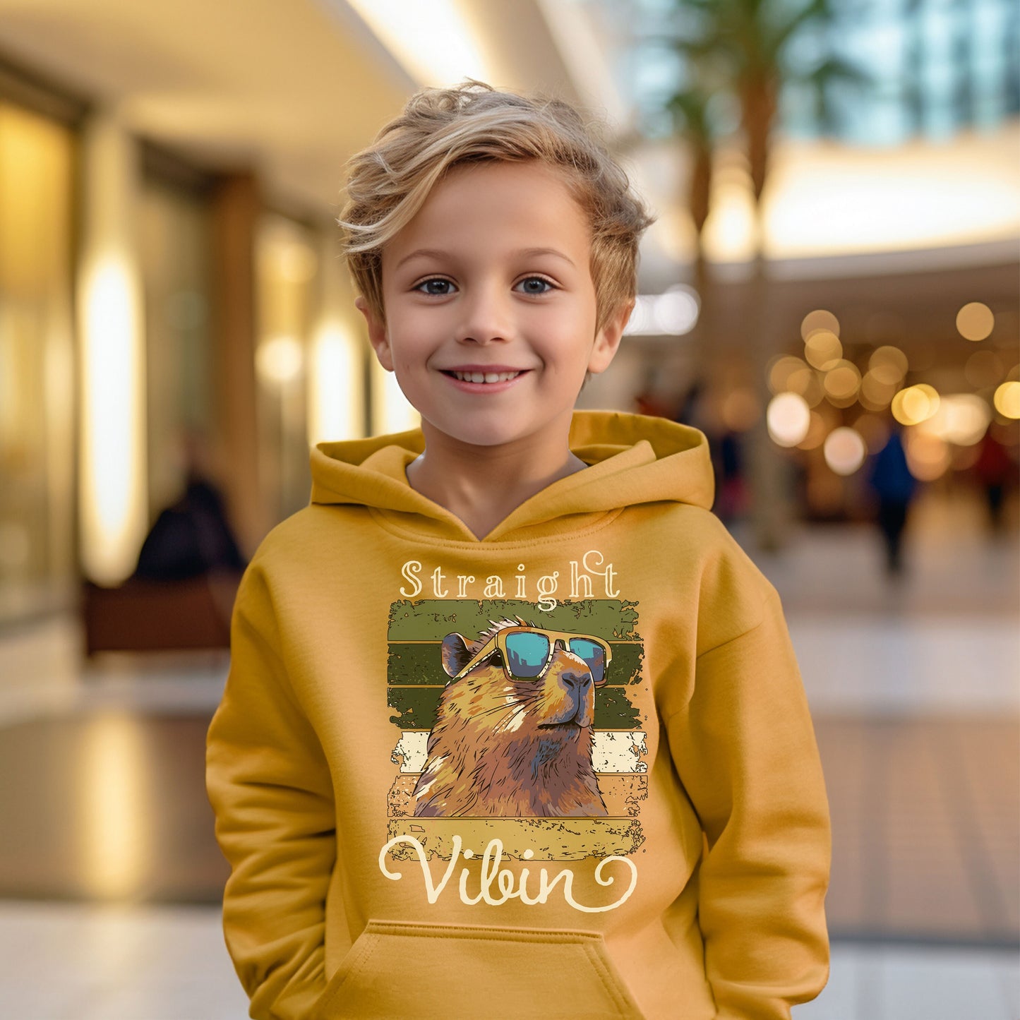 Funny Capybara Hoodie for Kids, Capybara Youth Hoodie Gift for Kids, Straight Vibin' Capybara