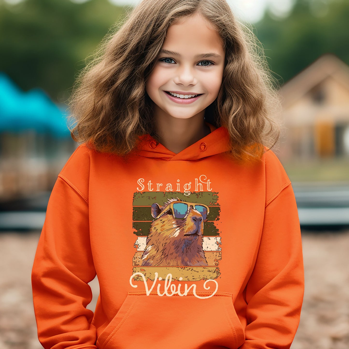 Funny Capybara Hoodie for Kids, Capybara Youth Hoodie Gift for Kids, Straight Vibin' Capybara