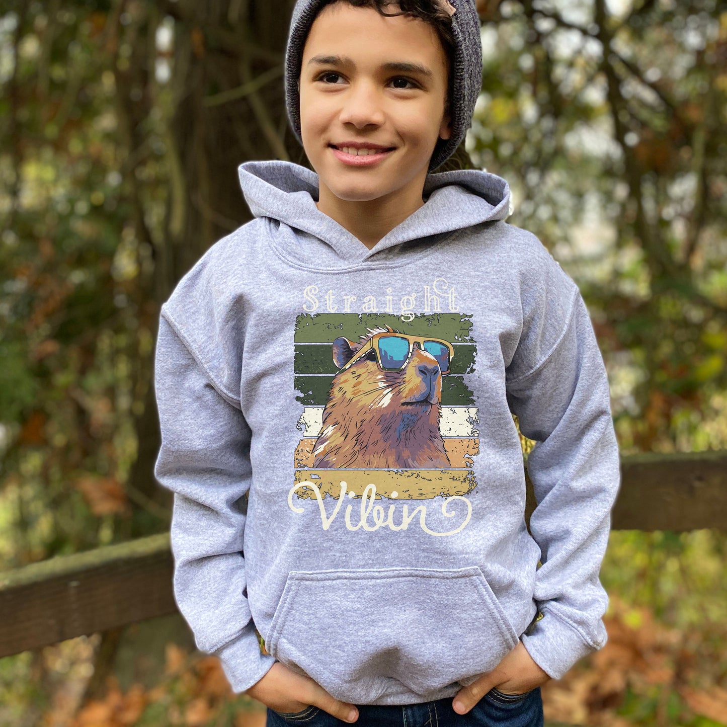 Funny Capybara Hoodie for Kids, Capybara Youth Hoodie Gift for Kids, Straight Vibin' Capybara