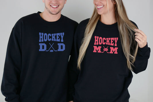 Personalized Couples Hockey Mom Sweatshirt, Hockey Dad Hoodie, Hockey Mom Hoodie, Hockey Sweatshirt, Custom Hockey Gifts