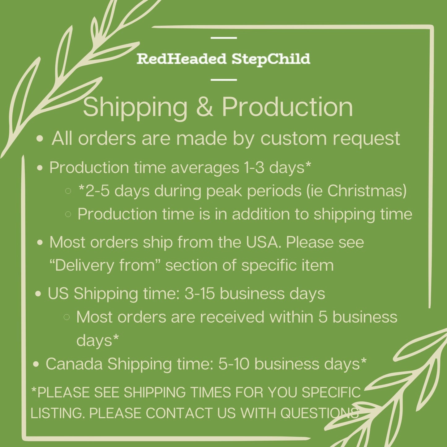 Shipping times vary by area and time of year. Generally, most orders ship within 3 days and are delivered within 5 days of shipping.