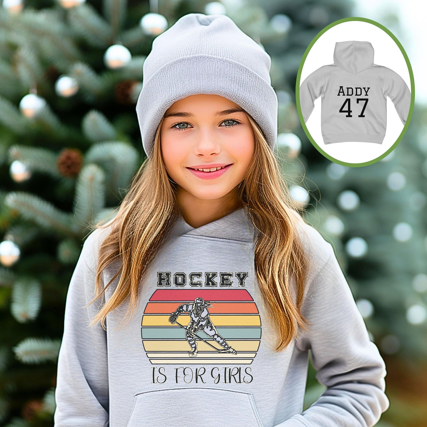 Personalized Girls Hockey Youth Hoodie, Girls Hockey Gift, Girls Hockey Player Hoodie, Game Day Hoodie, Hockey is for Girls Hoodie