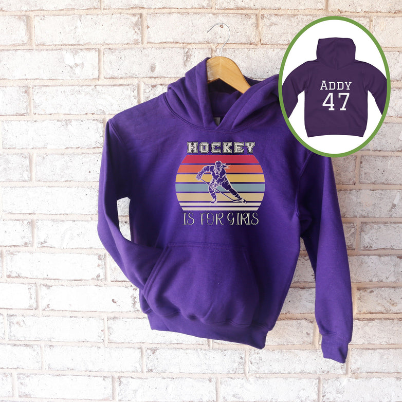 Personalized Girls Hockey Youth Hoodie, Girls Hockey Gift, Girls Hockey Player Hoodie, Game Day Hoodie, Hockey is for Girls Hoodie