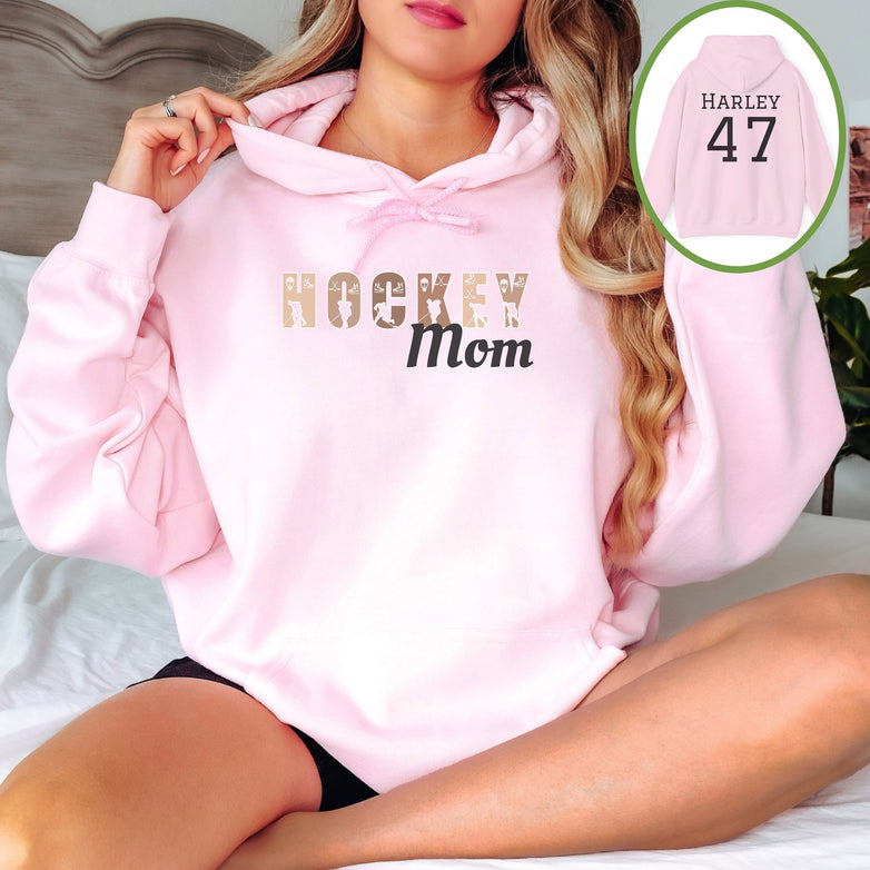 Personalized Hockey Mom Hoodie, Hockey Mom Gift, Hooded Sweatshirt for Women, Custom Hockey Mom Sweater, Hoodie for Hockey Mom