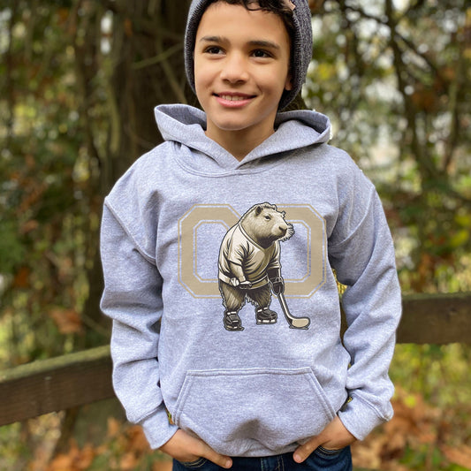 Personalized Funny Capybara Hockey Kids Hoodie, Youth Hockey Hoodie, Hockey Player Shirt for Kids, Cute Gift for Hockey Lover