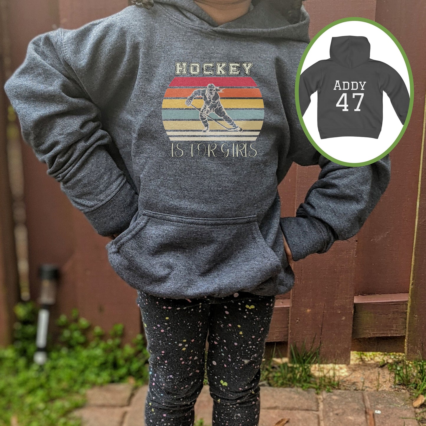 Personalized Girls Hockey Youth Hoodie, Girls Hockey Gift, Girls Hockey Player Hoodie, Game Day Hoodie, Hockey is for Girls Hoodie