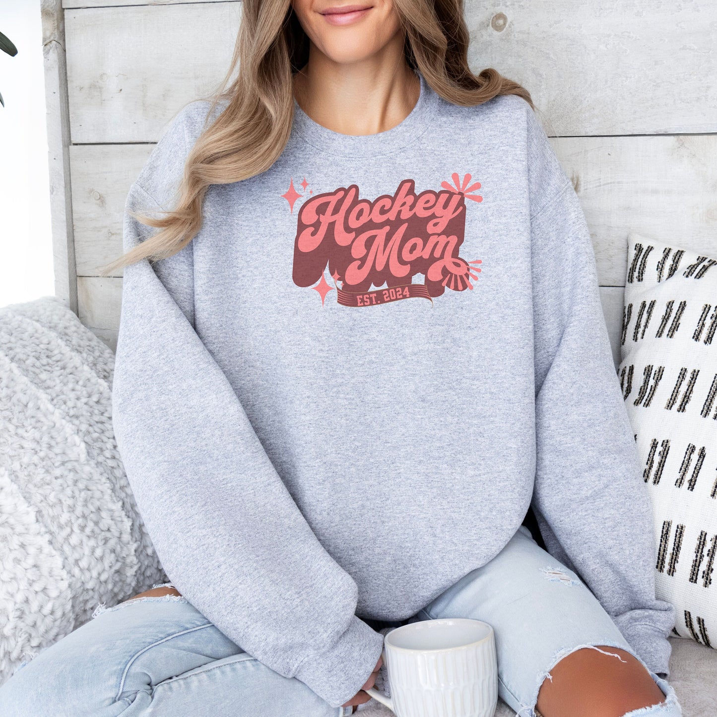 Personalized Hockey Mom Sweatshirt, Hockey Mom Gift, Unisex Crewneck Sweatshirt for Women, Custom Year Hockey Mom Sweater