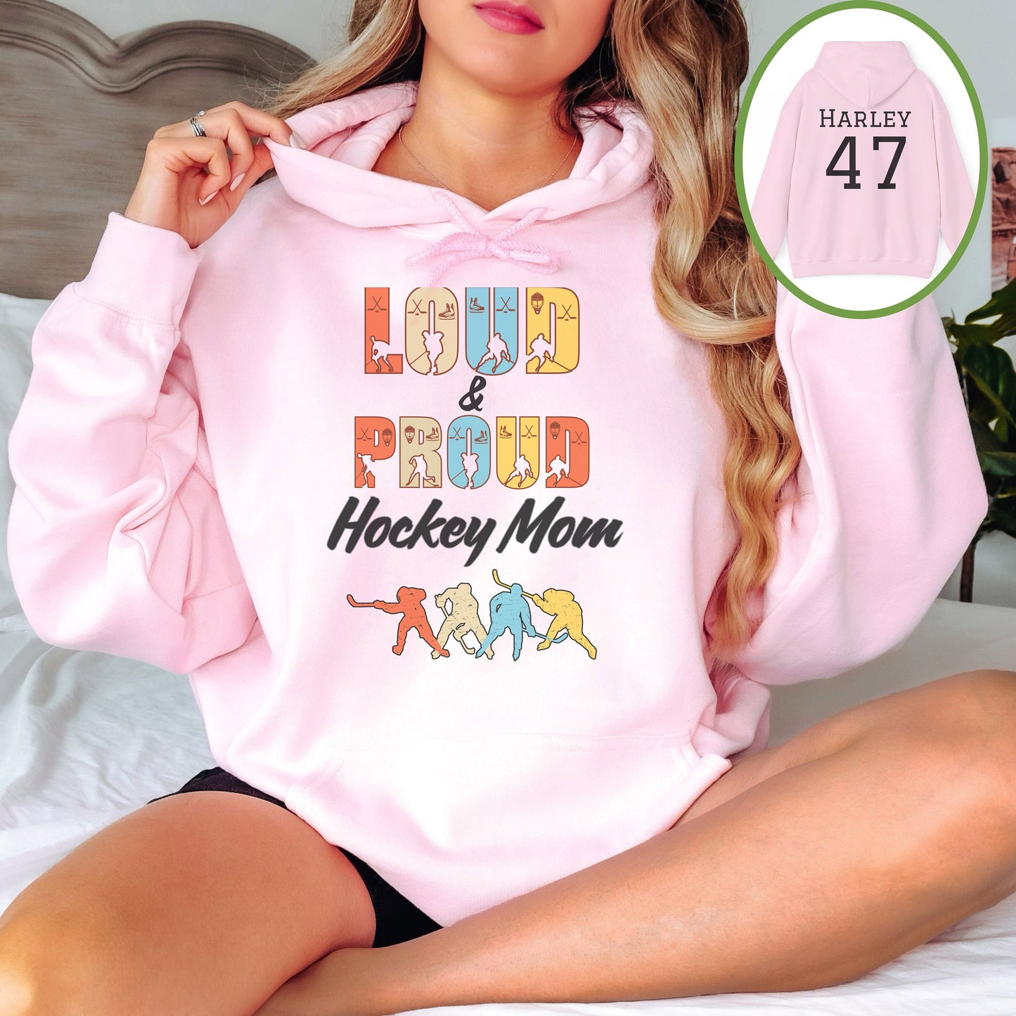 Personalized Hockey Mom Hoodie, Hockey Mom Gift, Hooded Sweatshirt for Women, Custom Loud and Proud Hockey Mom Life Hoodie