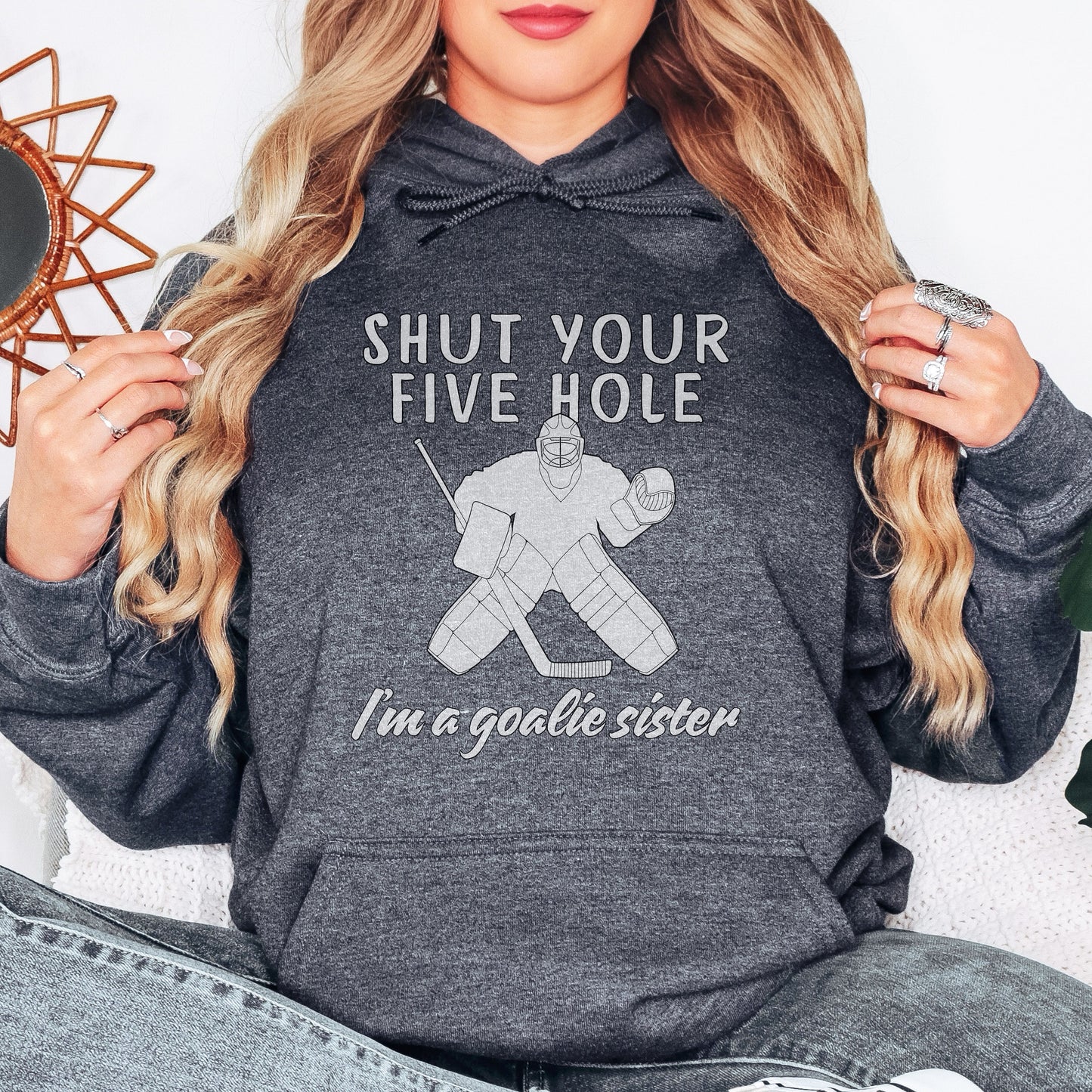 Personalized Hockey Sister Hoodie, Hockey Goalie Sister Gift, Unisex Hooded Sweatshirt for Women, I'm a Goalie Sister Hoodie, Sister Gift