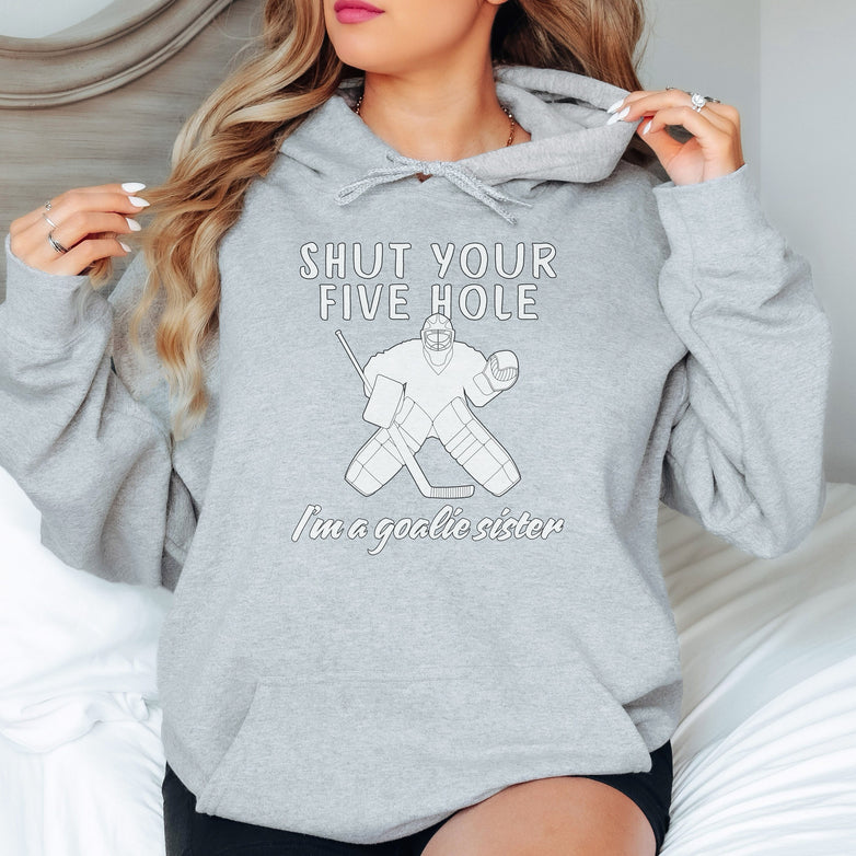 Personalized Hockey Sister Hoodie, Hockey Goalie Sister Gift, Unisex Hooded Sweatshirt for Women, I'm a Goalie Sister Hoodie, Sister Gift