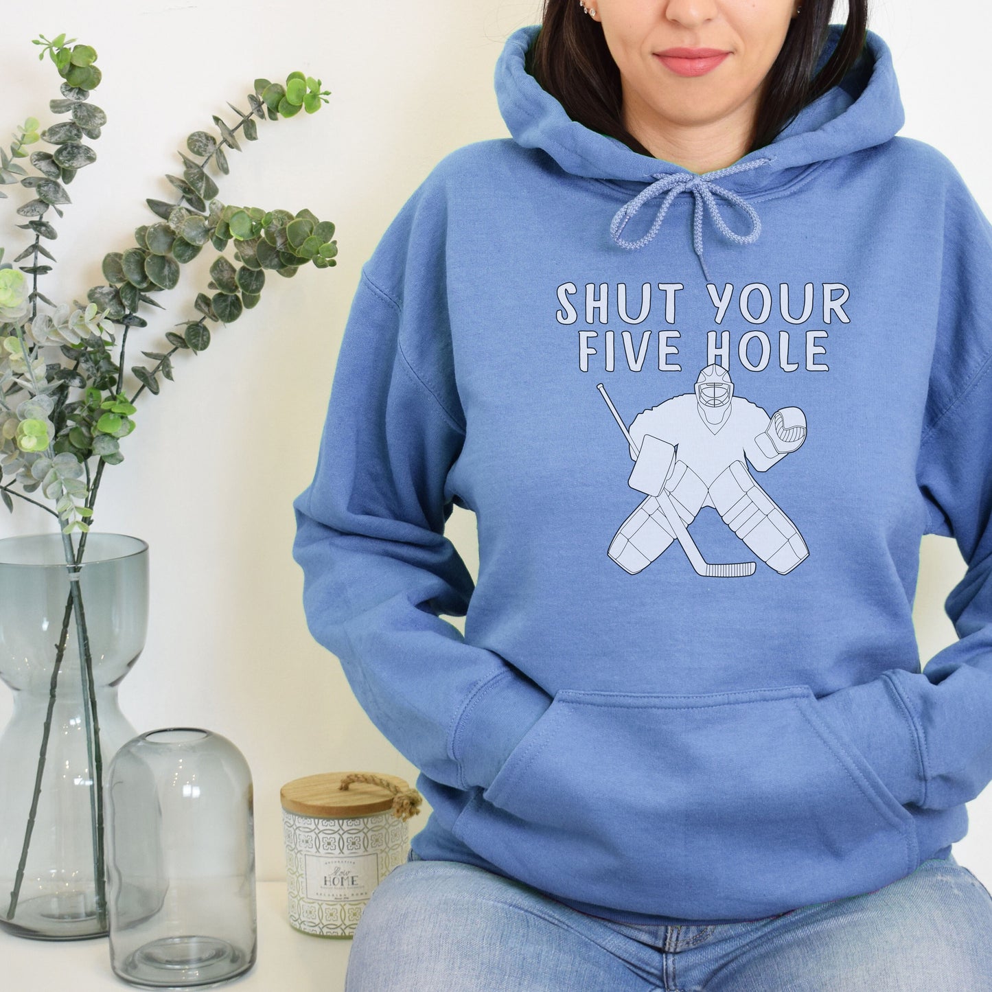 Personalized Hockey Goalie Hoodie, Ringette Goalie Gift, Unisex Hooded Sweatshirt for Women, Shut Your Five Hole Hoodie, Gift for Goalie