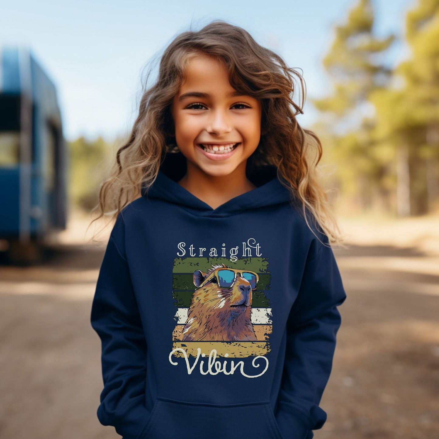 Funny Capybara Hoodie for Kids, Capybara Youth Hoodie Gift for Kids, Straight Vibin' Capybara