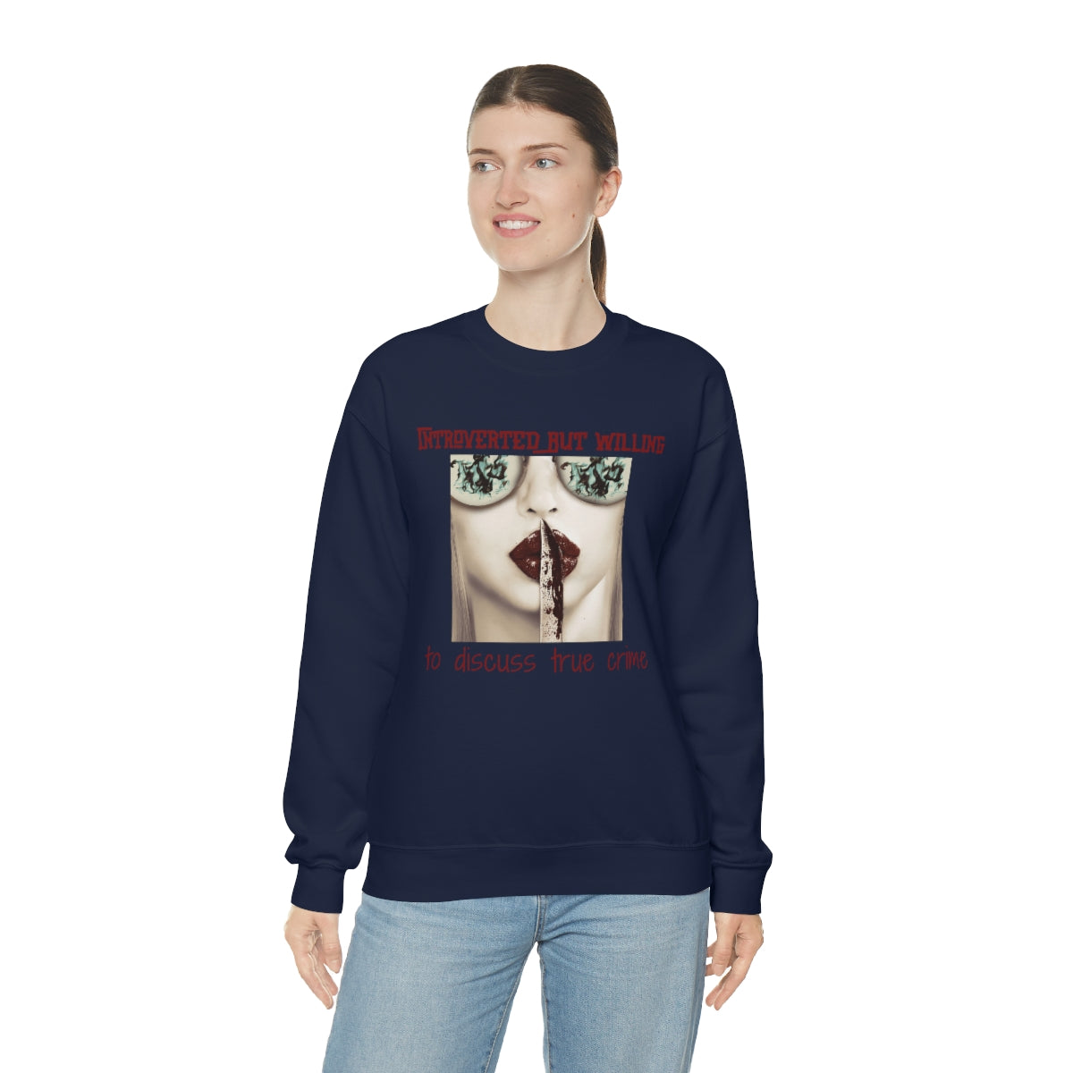 Introverted But Willing to Discuss True Crime Unisex Heavy Blend™ Crewneck Sweatshirt