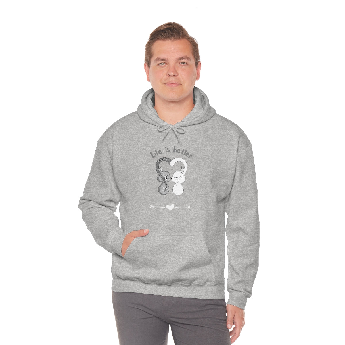 Life is Better with Cats Cute Cat Lovers Gift Unisex Heavy Blend™ Hoodie