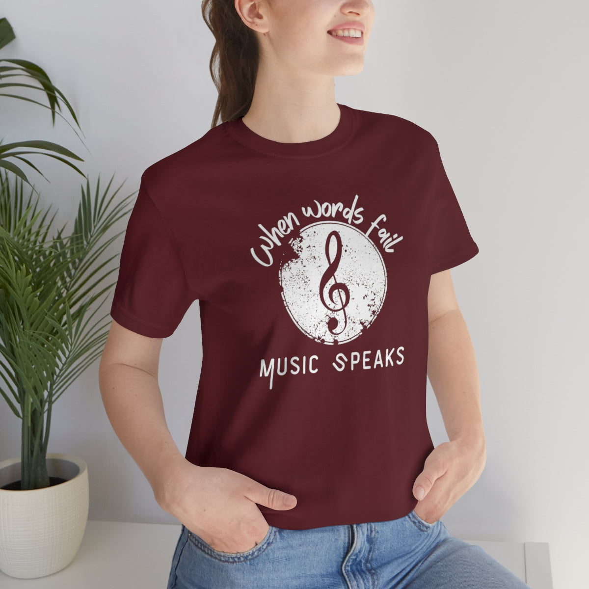 When Words Fail Music Speaks Unisex Jersey Short Sleeve T-Shirt